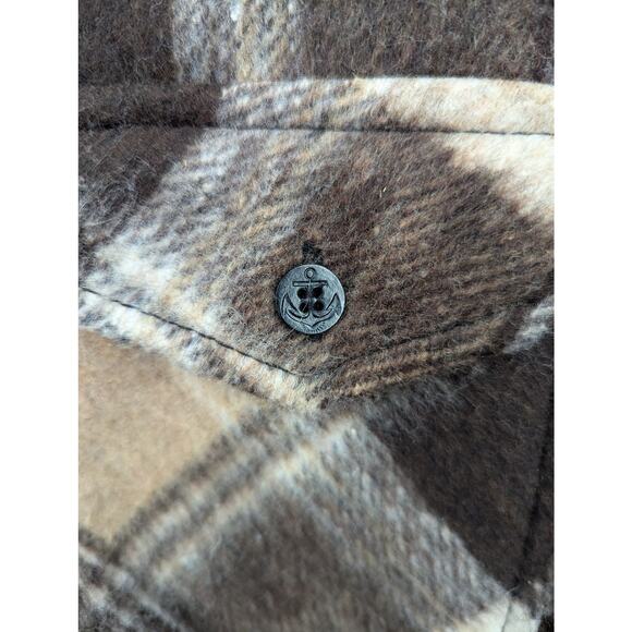 Vintage Alexander’s C.P.O. Plaid Wool Shirt Jacket Brown Tan Anchor Buttons Med - Picture 6 of 6